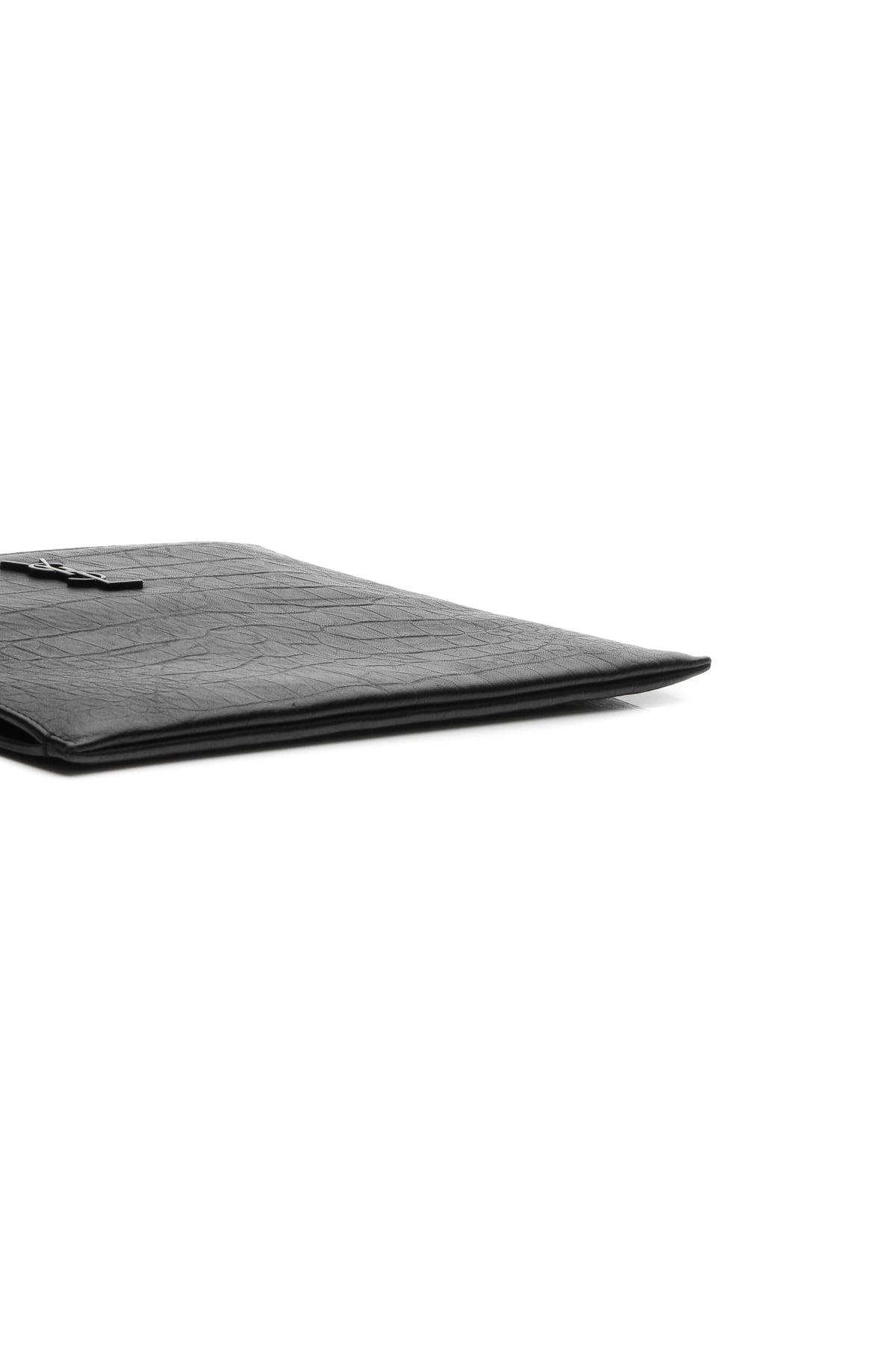 Embossed Crocodile Monogram Tablet Holder - Black