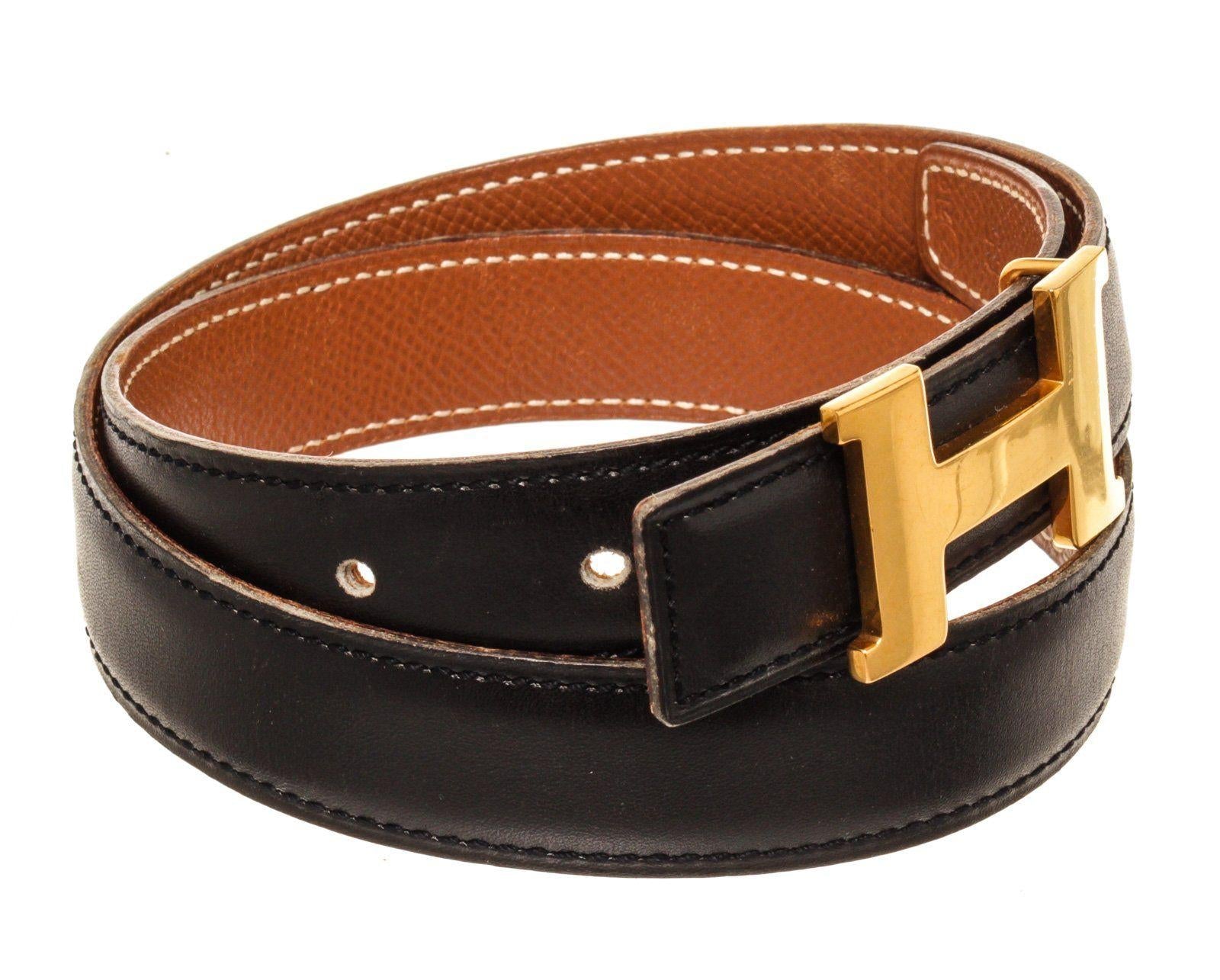 Hermes Black Leather H Belt