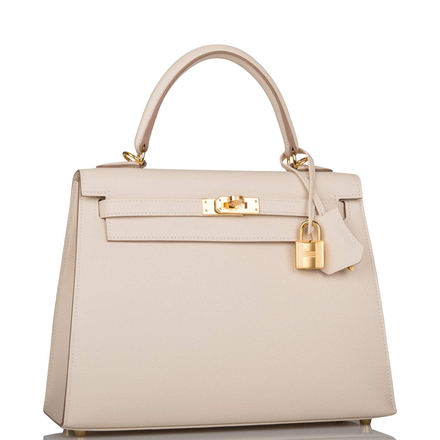 Hermes Kelly Sellier 25cm Craie Epsom Gold Hardware