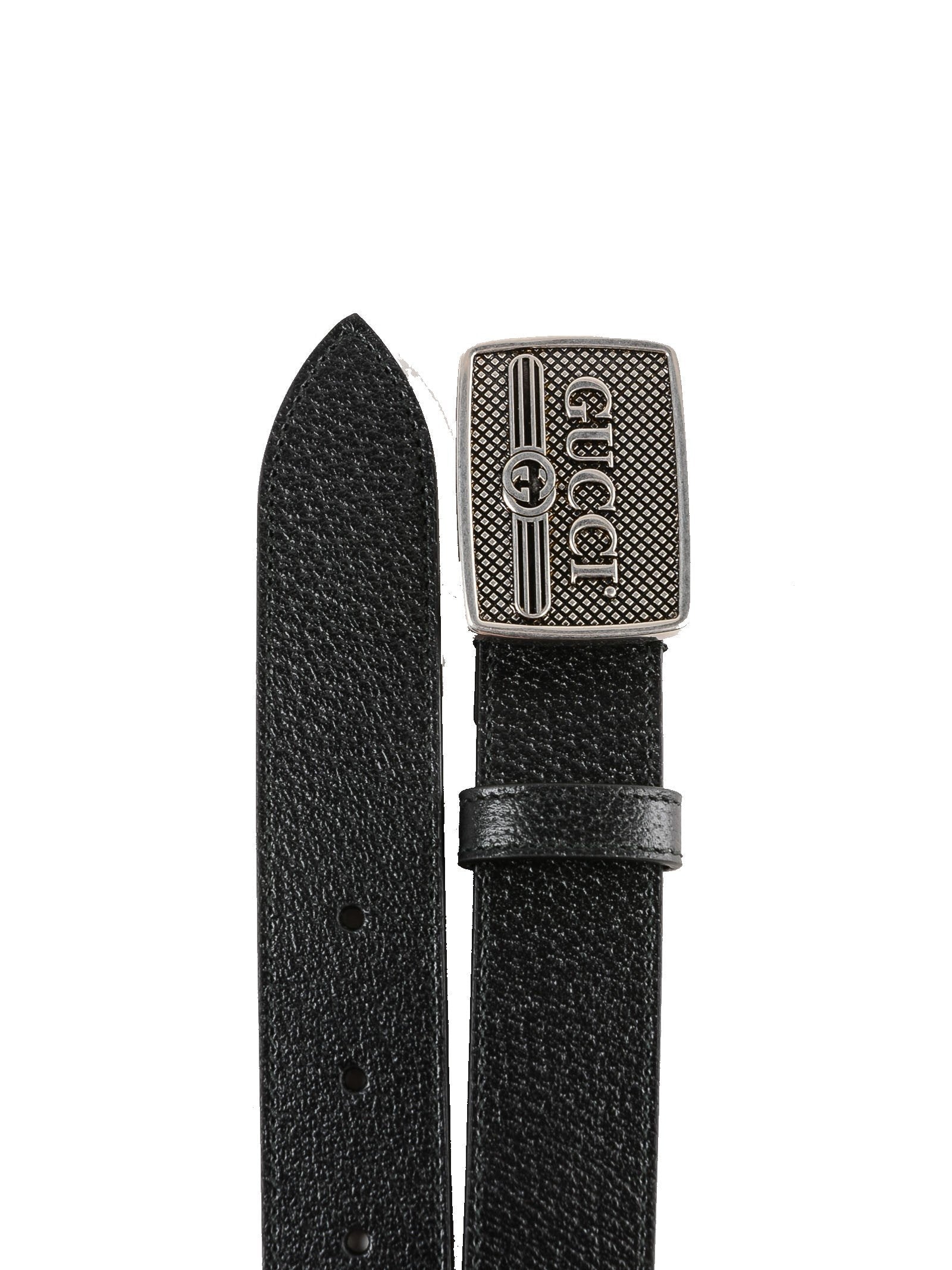 Gucci Black Mens Leather Belt Metal Logo Buckle 90/36 523311