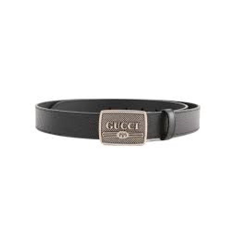 Gucci Black Mens Leather Belt Metal Logo Buckle 90/36 523311