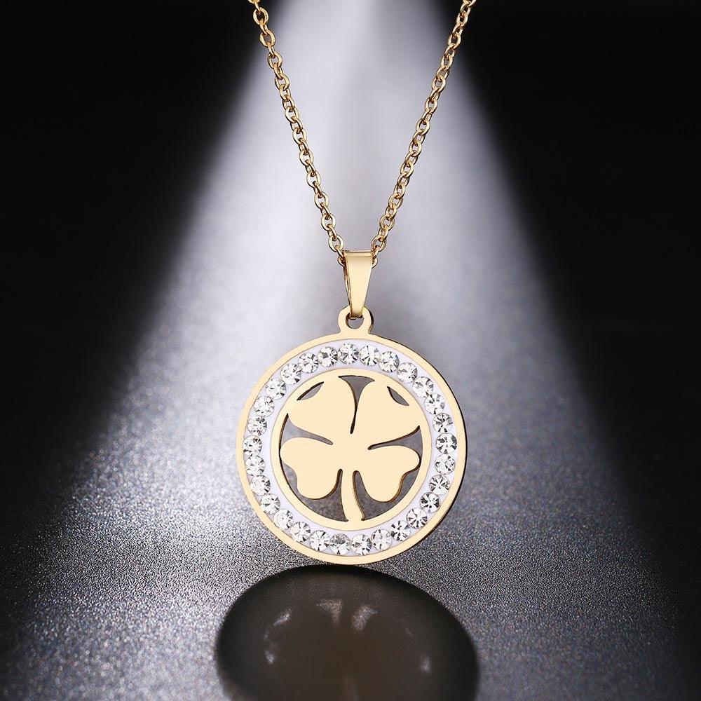 Gold Clover necklace with crystals