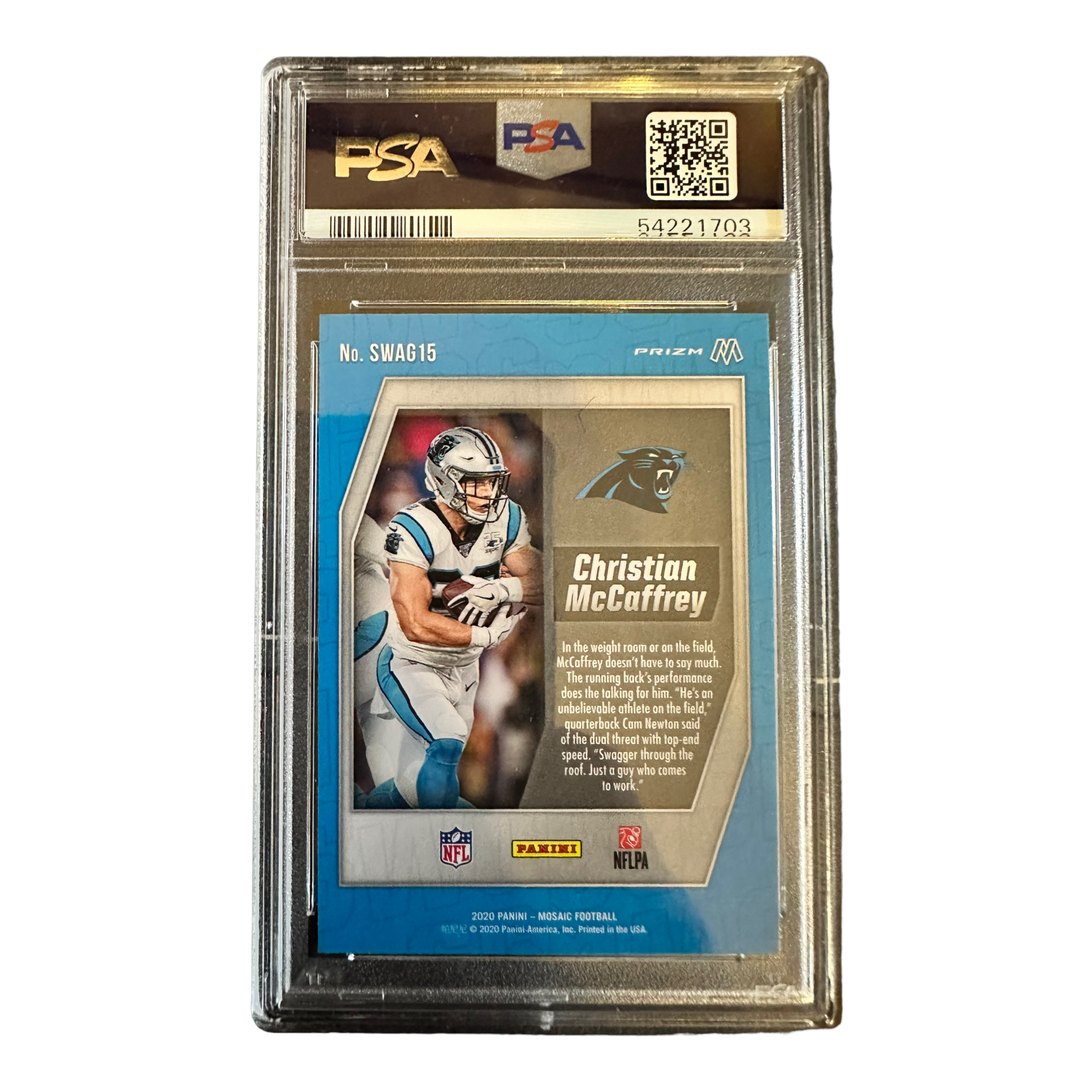 2020 Panini Mozaic Christian McCaffrey Swagger # Swag15 Mint 9