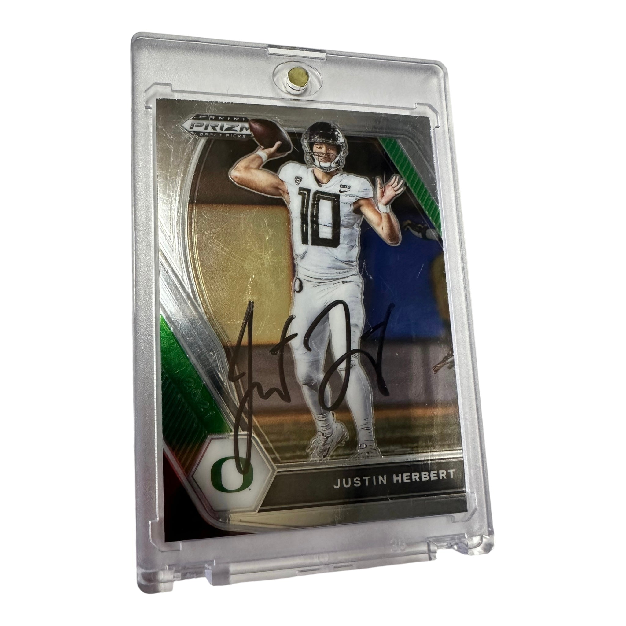 Justin Herbert Hand Signed 2021 Panini Prizm Draft Picks Card # 20 w/ COA