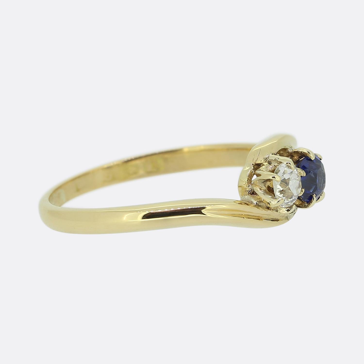 Edwardian Two-Stone Sapphire and Diamond Ring