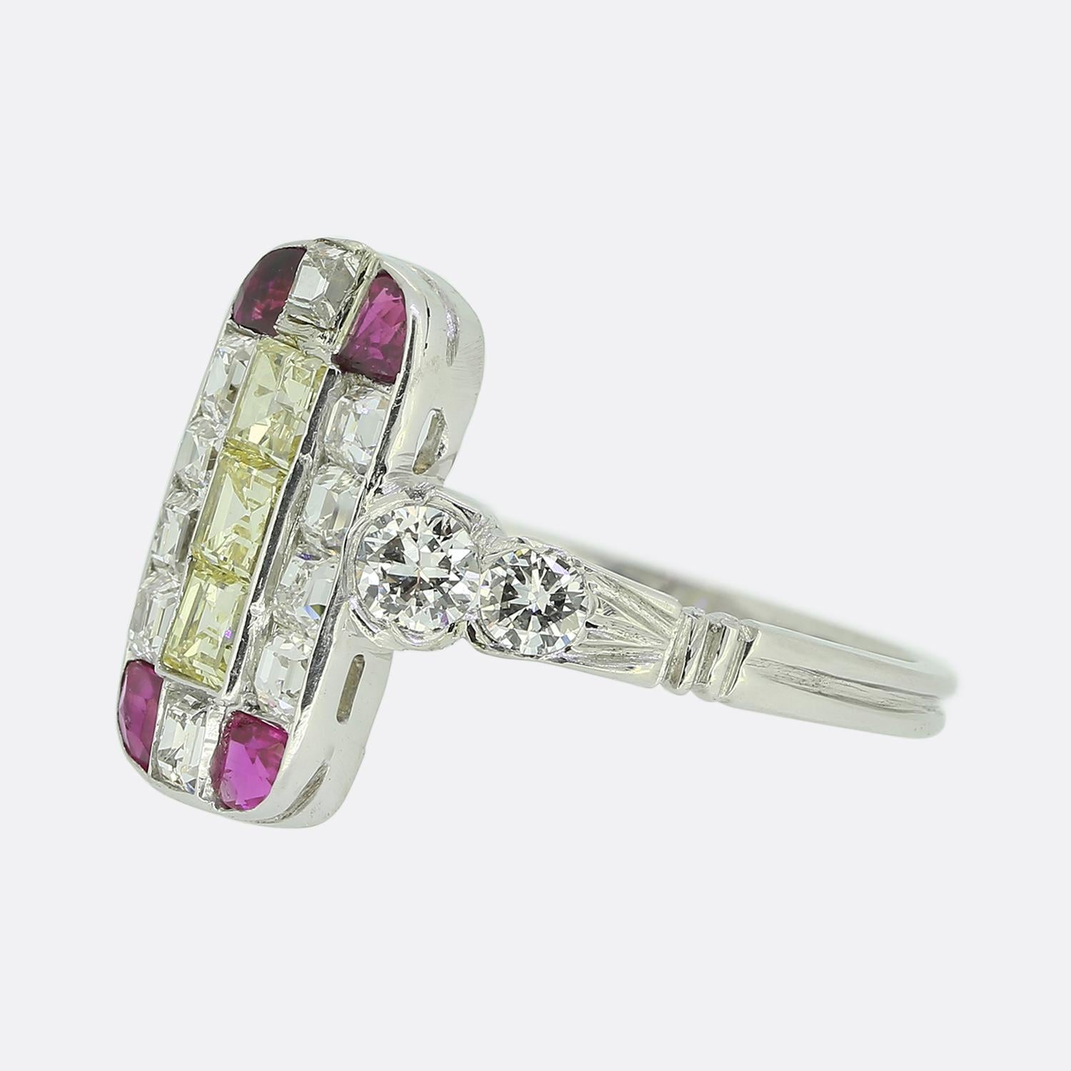 Art Deco Ruby and Diamond Tablet Ring