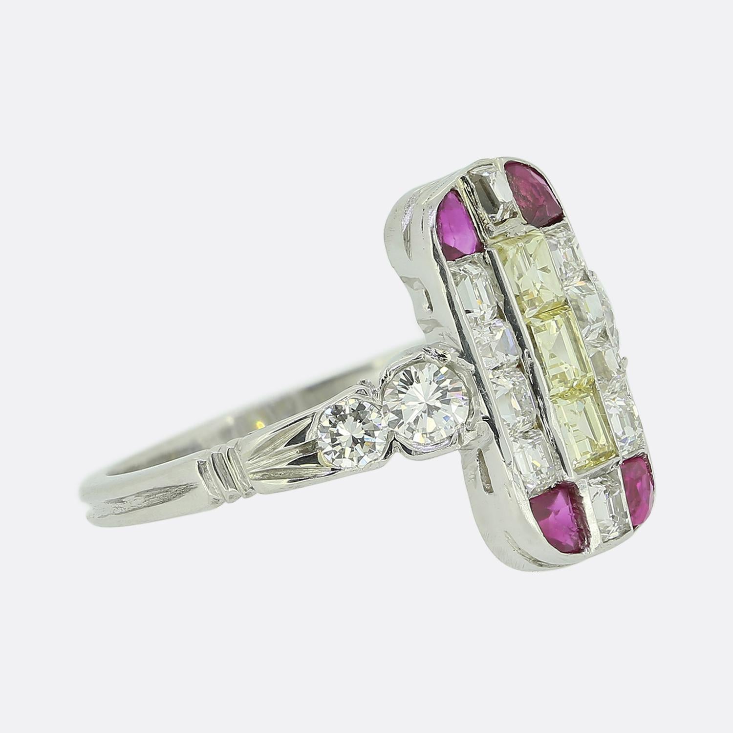 Art Deco Ruby and Diamond Tablet Ring