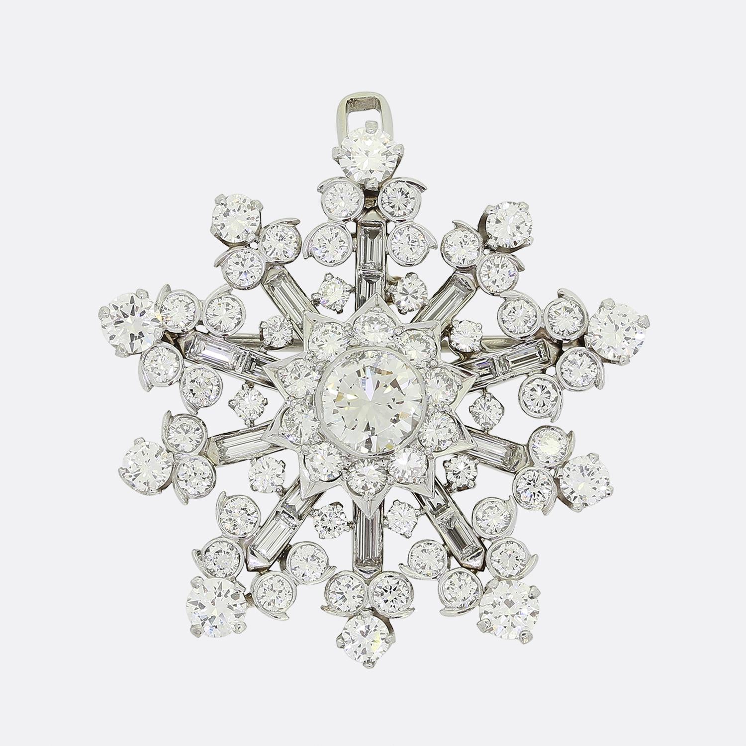 4.45 Carat Diamond Snowflake Pendant