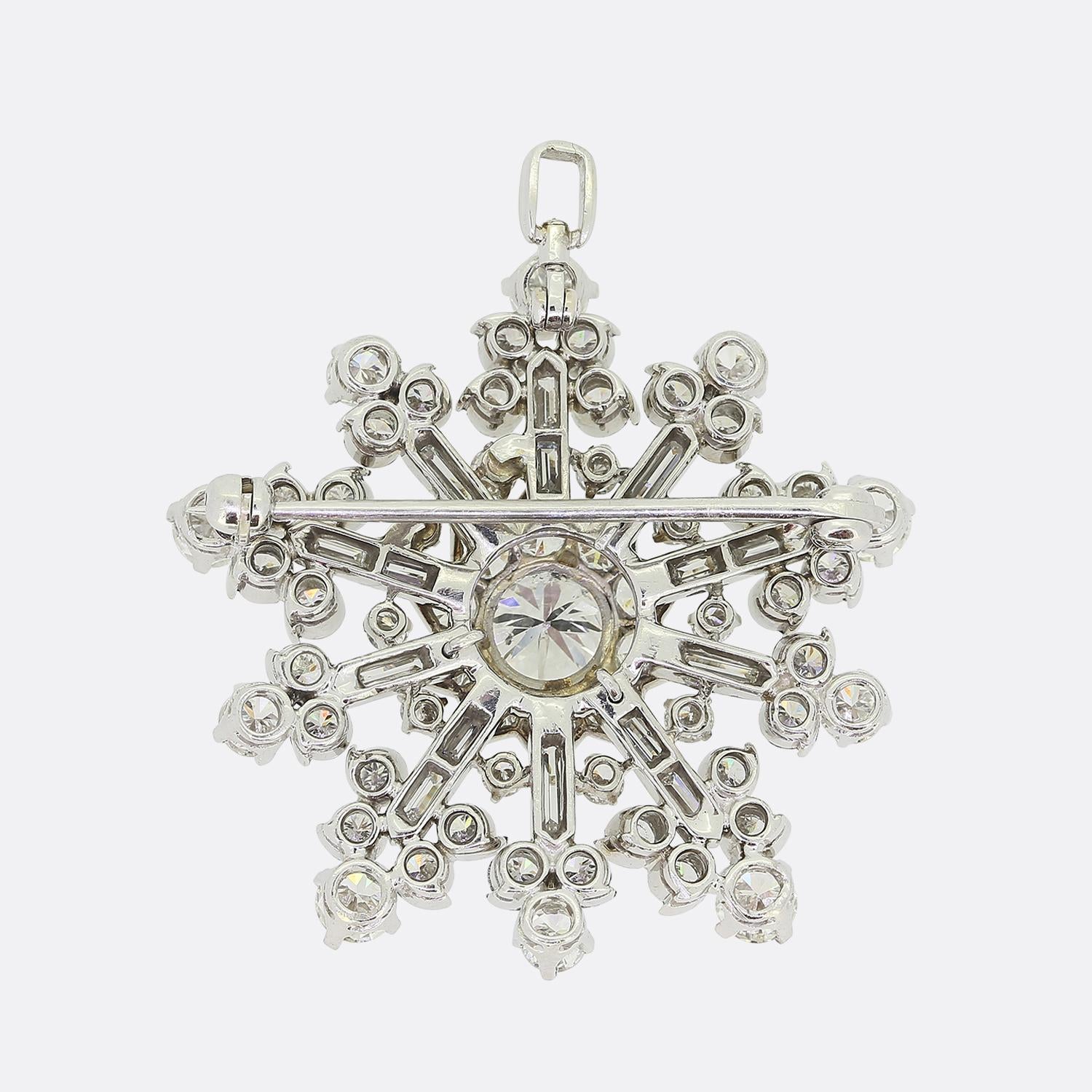 4.45 Carat Diamond Snowflake Pendant