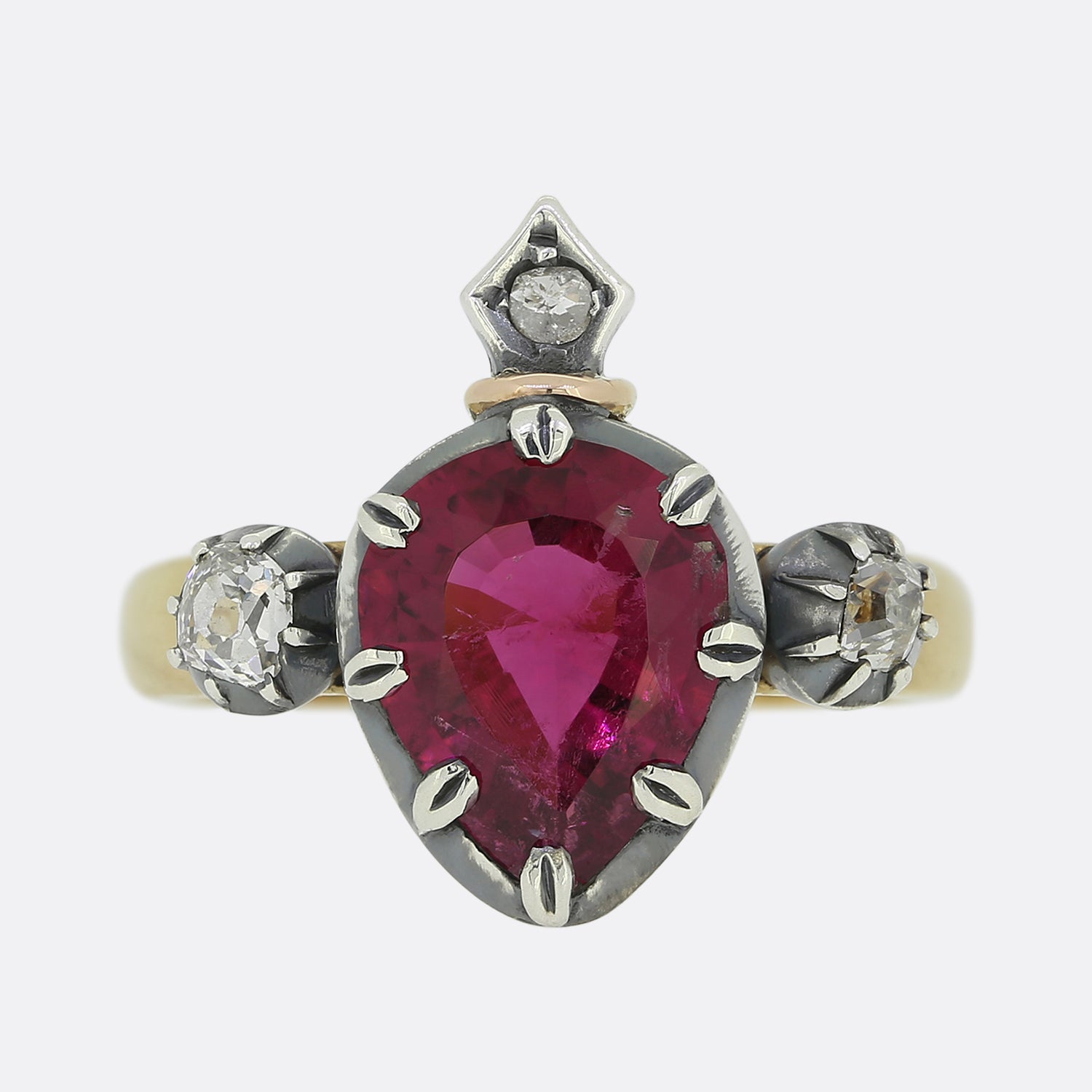 Gaetano Chiavetta Rubellite and Diamond Flaming Heart Ring