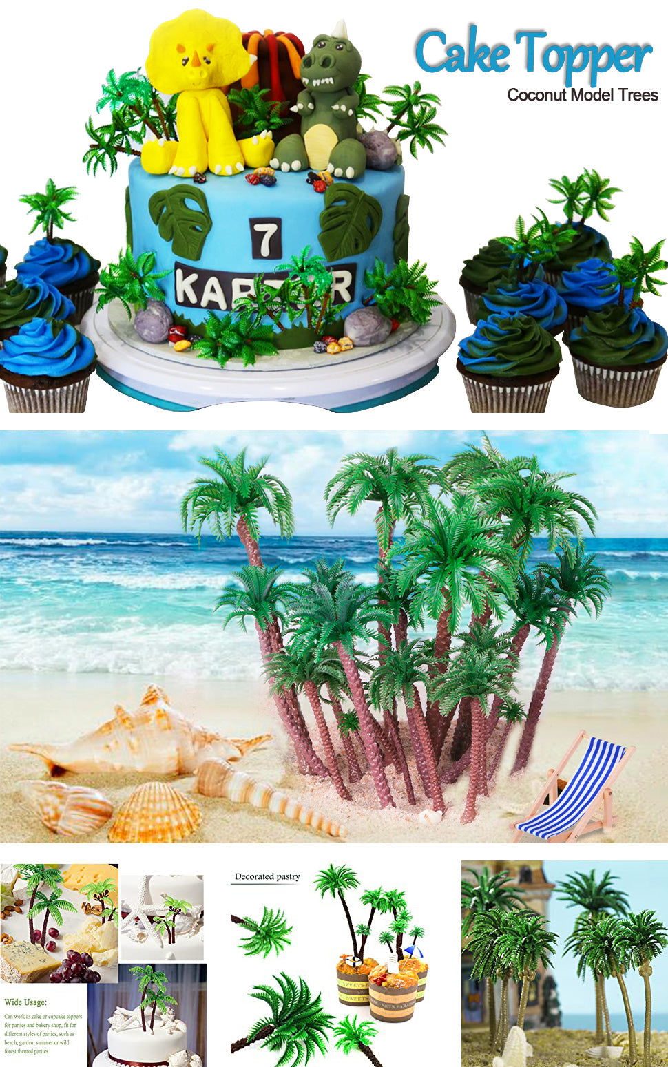 Livhil 20 Pcs Coconut Palm Model Trees, Scenery Model Plastic