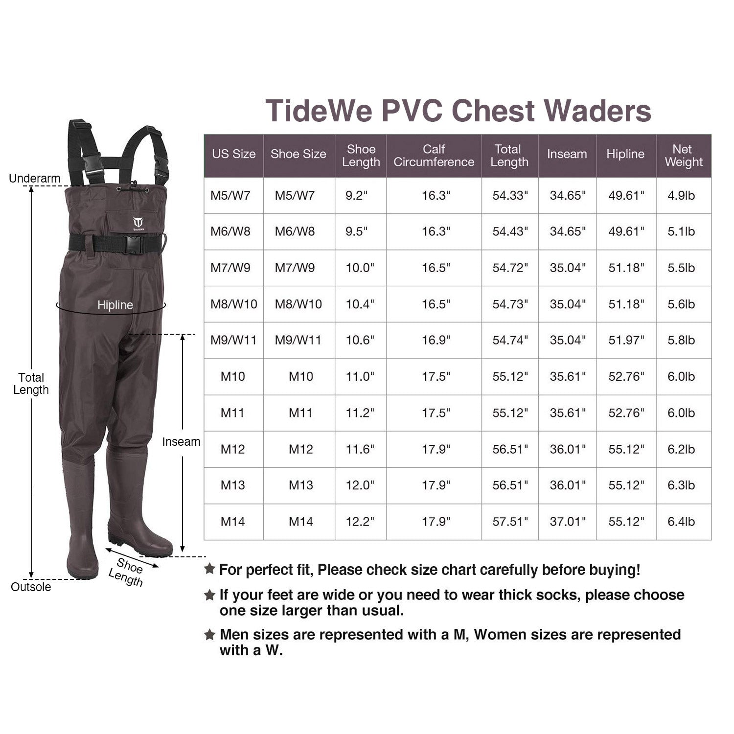 TideWe?Bootfoot Fishing Chest Waders