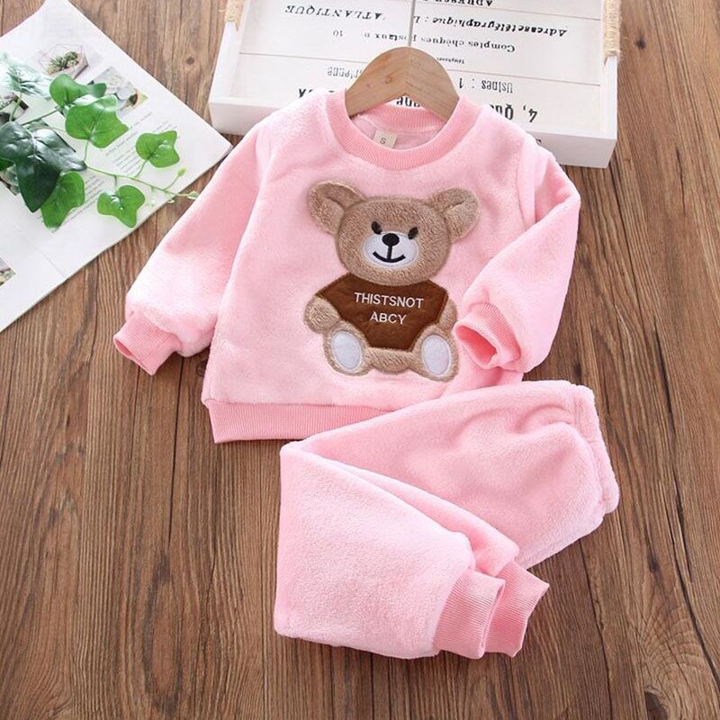 Baby Fleeced Plush Top Pants Set