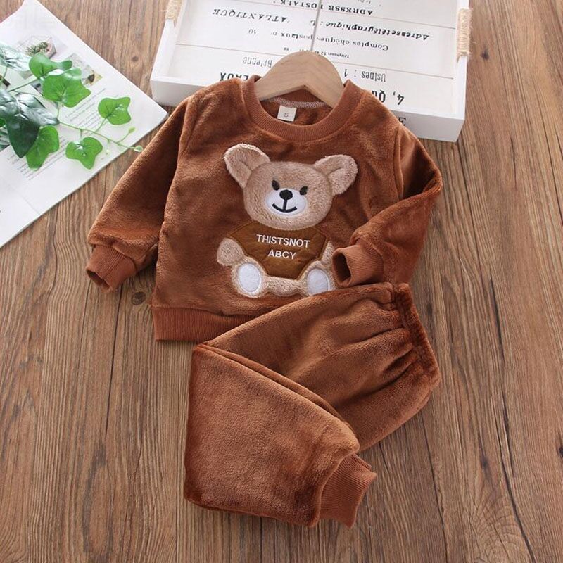 Baby Fleeced Plush Top Pants Set