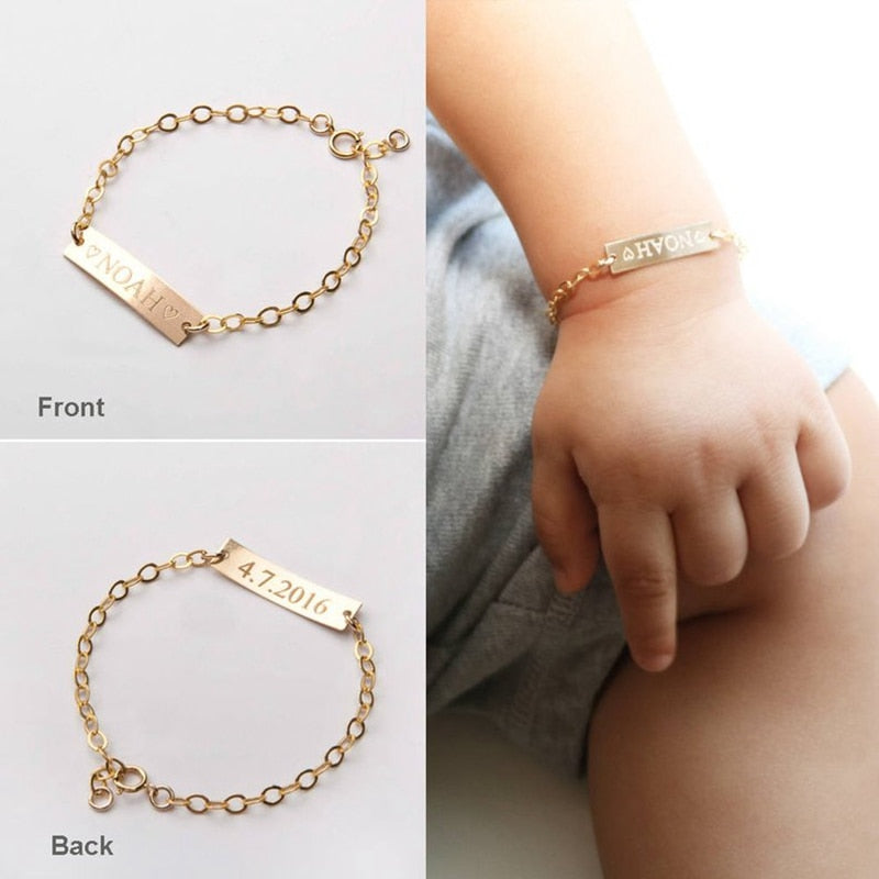 Personalized Baby Name Stainless Steel Bracelet