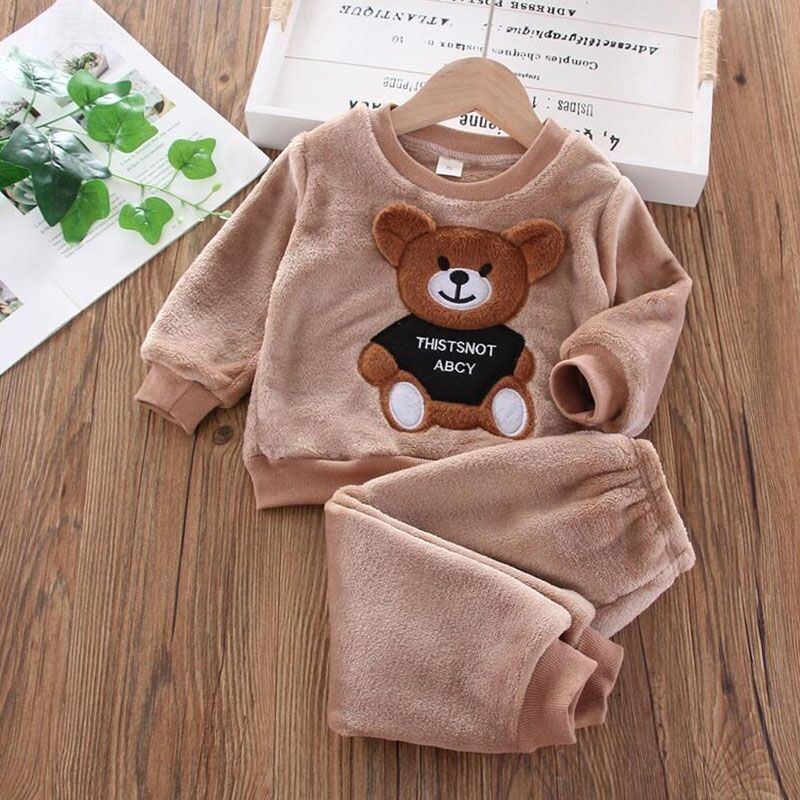 Baby Fleeced Plush Top Pants Set