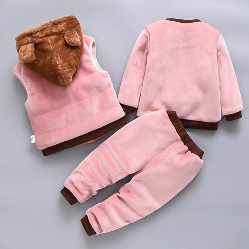 Baby Fleeced Plush Top Pants Set