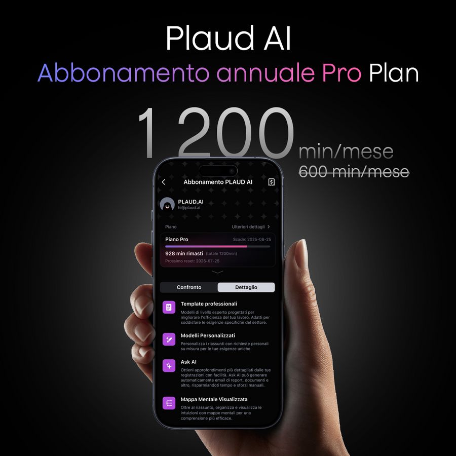 Plaud Note e Pro Piano IA Annuale
