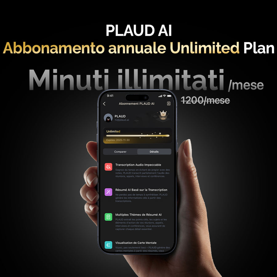Abbonamento Annuale Illimitato PLAUD AI