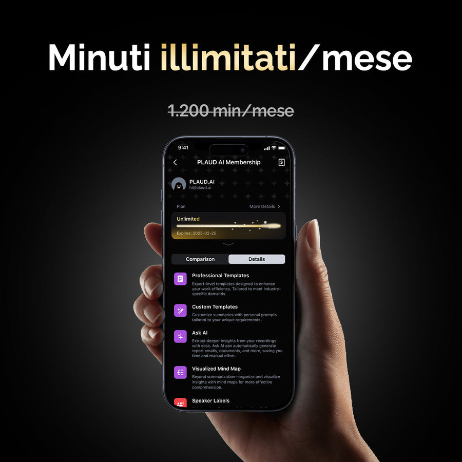 Abbonamento Annuale Illimitato PLAUD AI