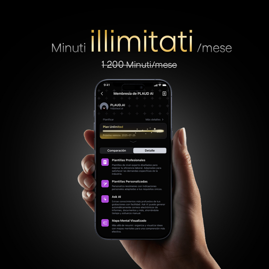 Abbonamento Annuale Illimitato Plaud AI