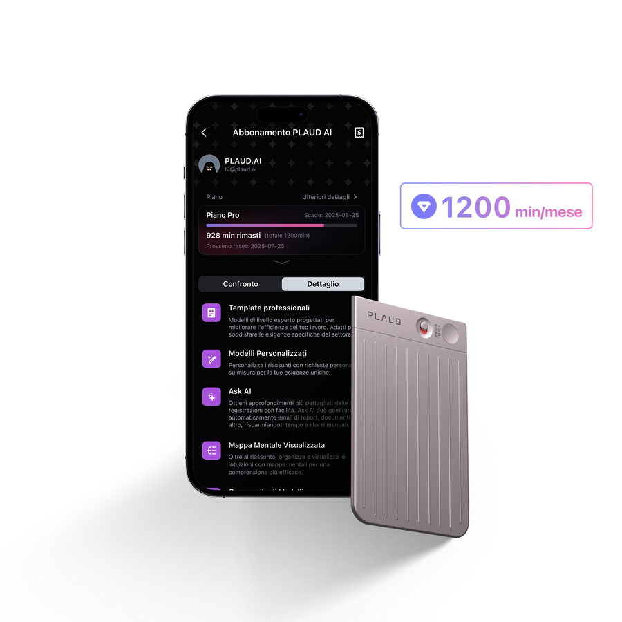 PLAUD NOTE e Pro Piano IA Annuale
