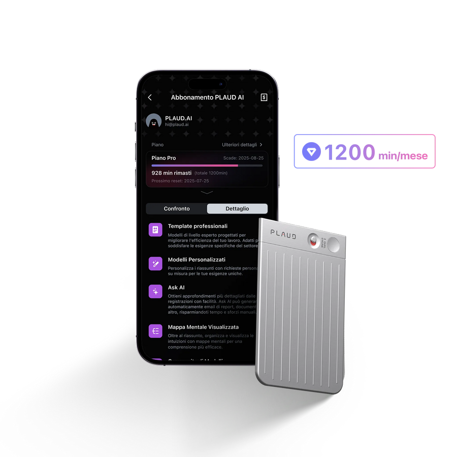 PLAUD NOTE e Pro Piano IA Annuale
