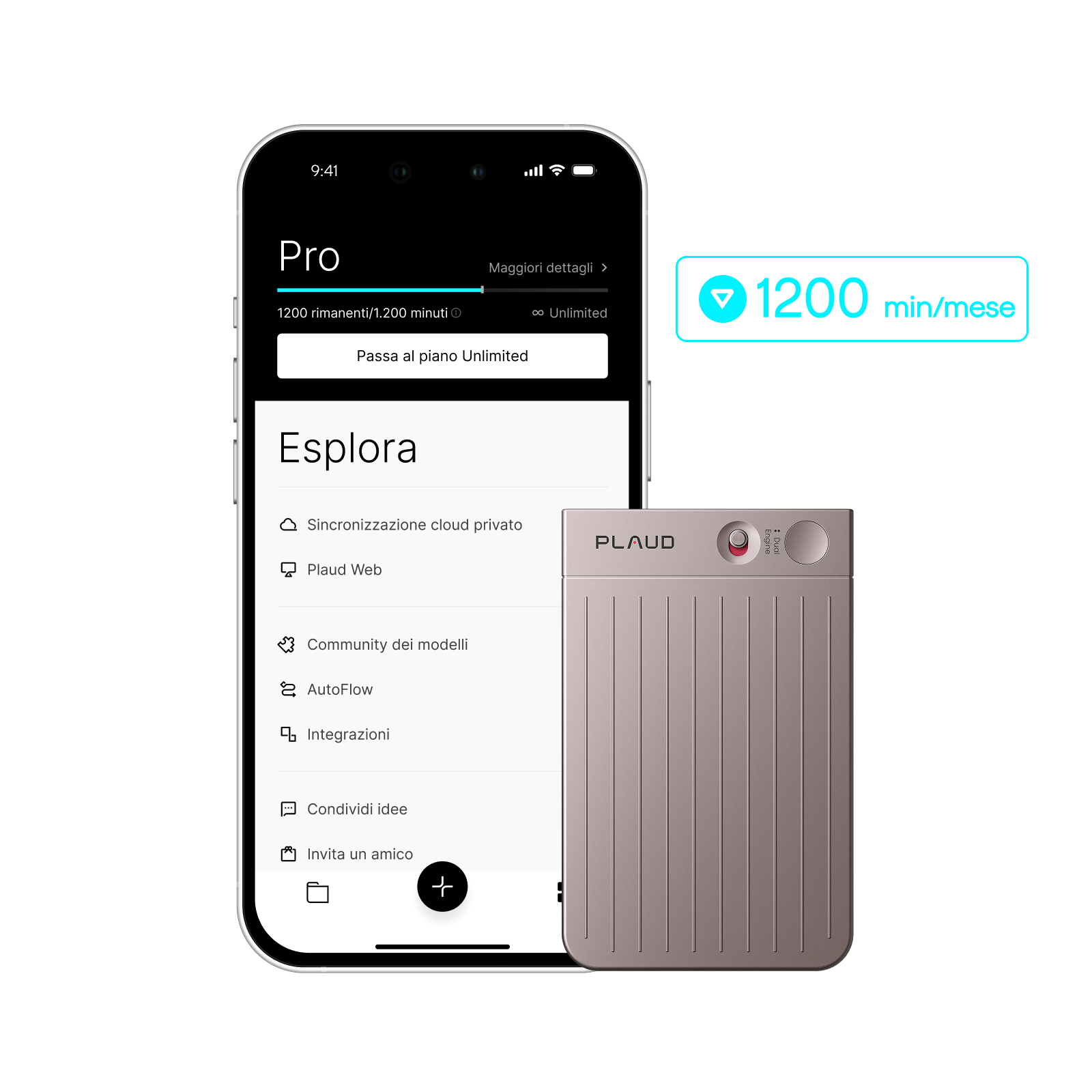 Plaud Note e Pro Piano IA Annuale