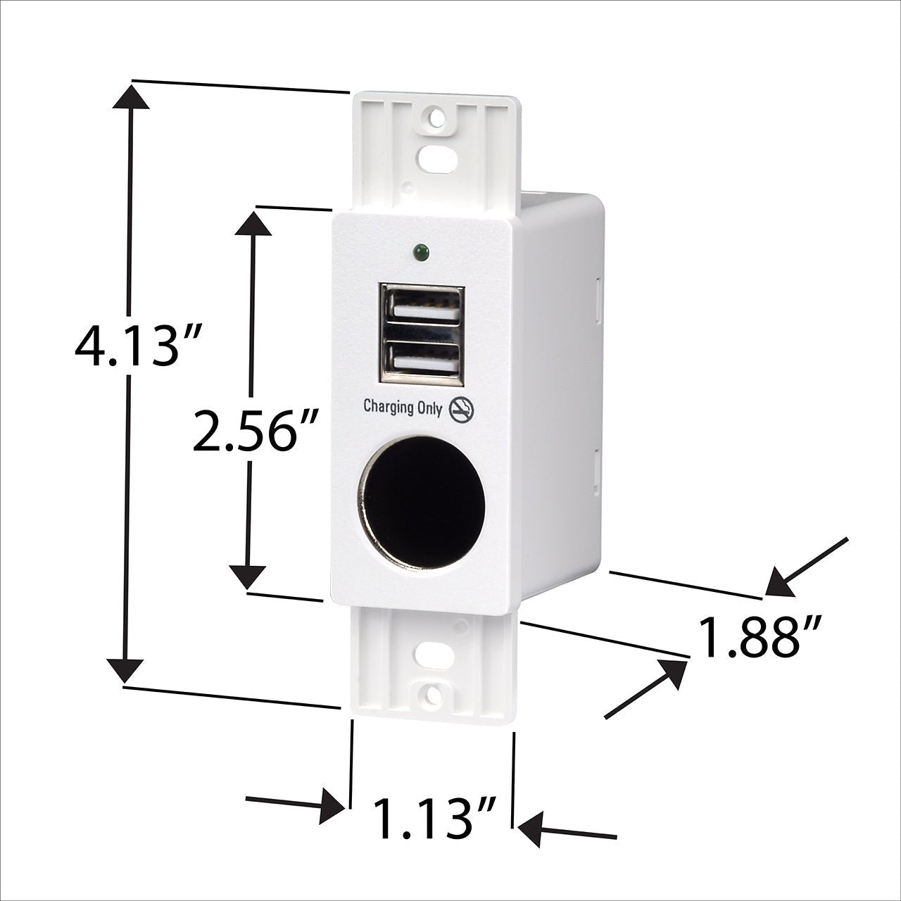 Magnadyne WCP-12V | Wall Mount USB Charger | 2 Ports and 12V Power Outlet w/ Wall Plate