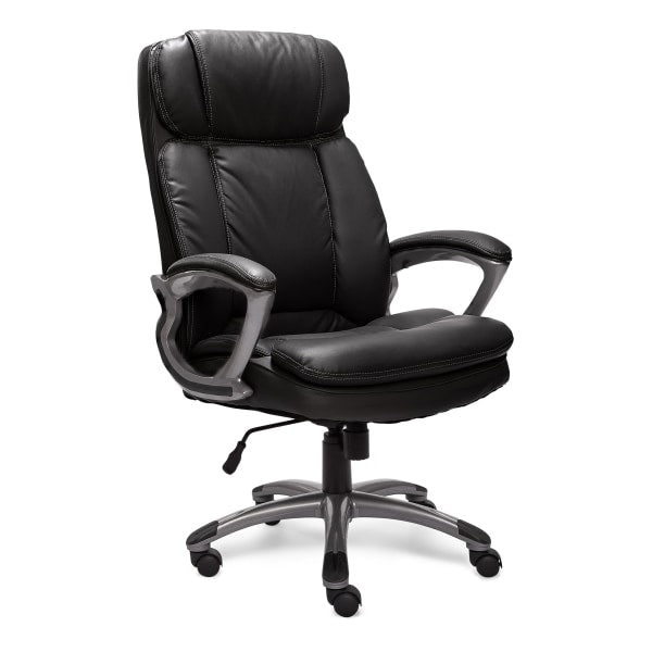 See Desc Serta - Fairbanks Bonded Leather Big and Tall Executive Office Chair - Black