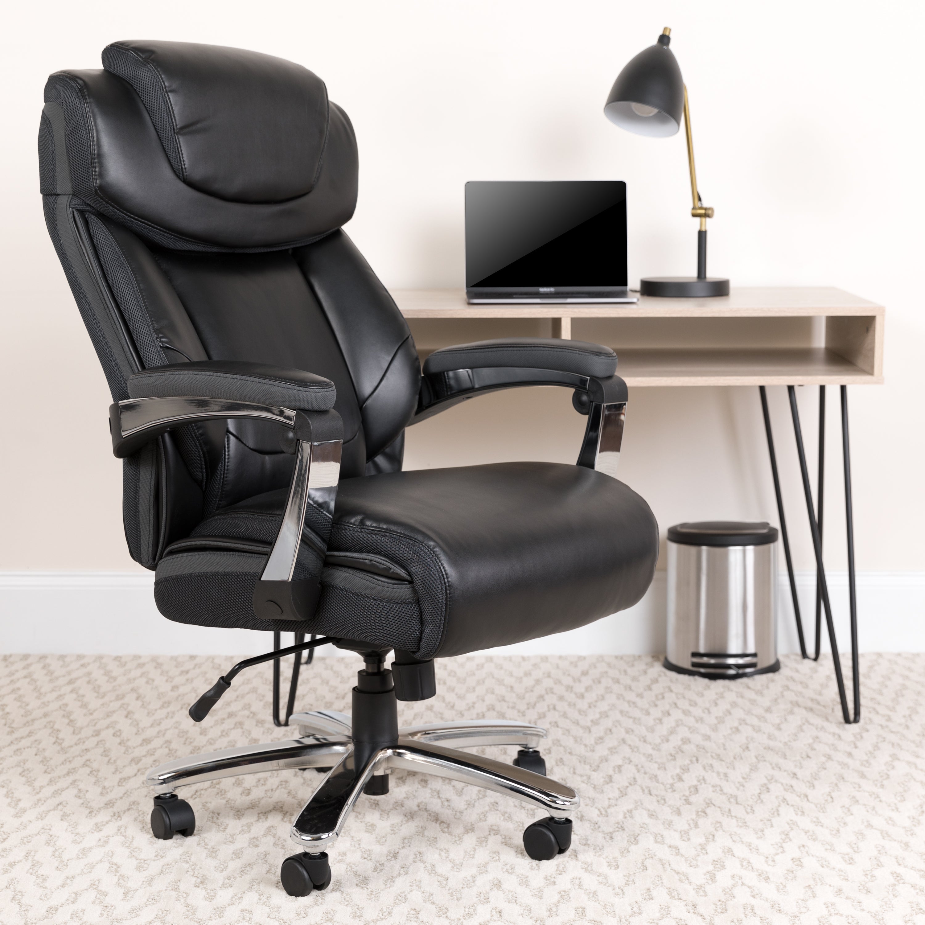 Flash Furniture - Hercules Big & Tall 500 lb. Rated LeatherSoft Ergonomic Chair w/Adjustable Headrest - Black