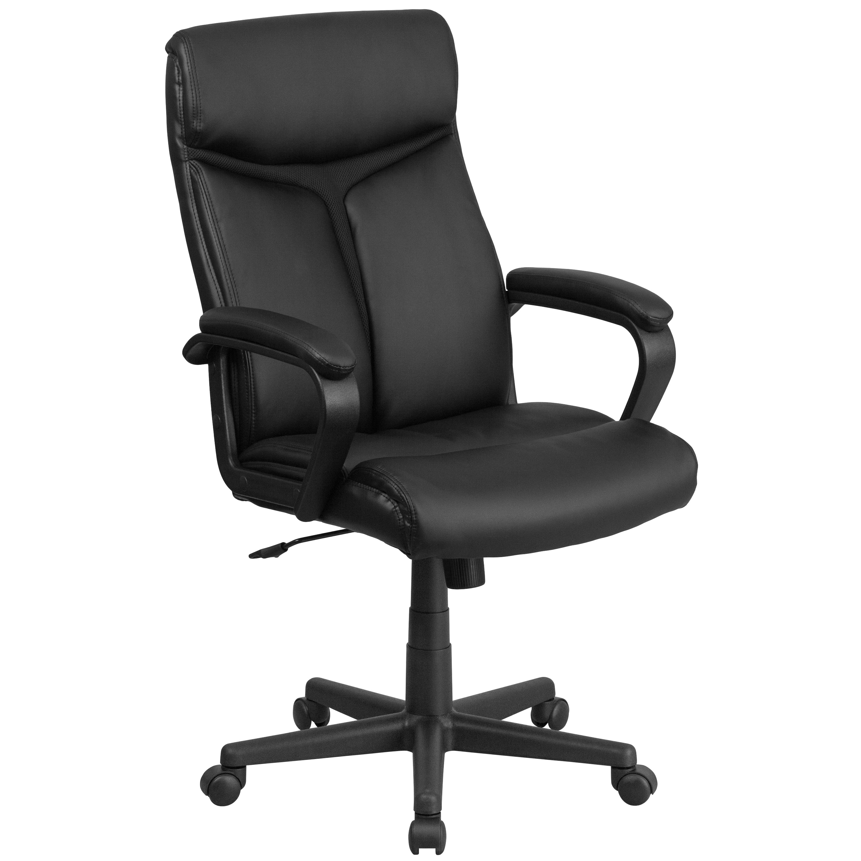 Flash Furniture - Raya Contemporary Leather/Faux Leather Executive Swivel Office Chair - Black