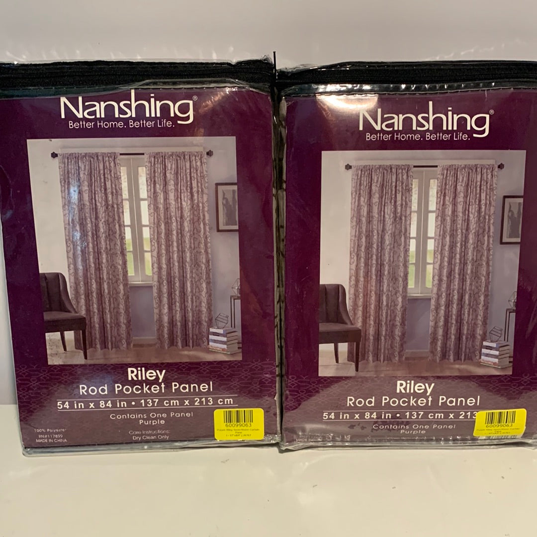 Nanshing America Purple Riley Semi-Sheer Curtain Panels 54x84