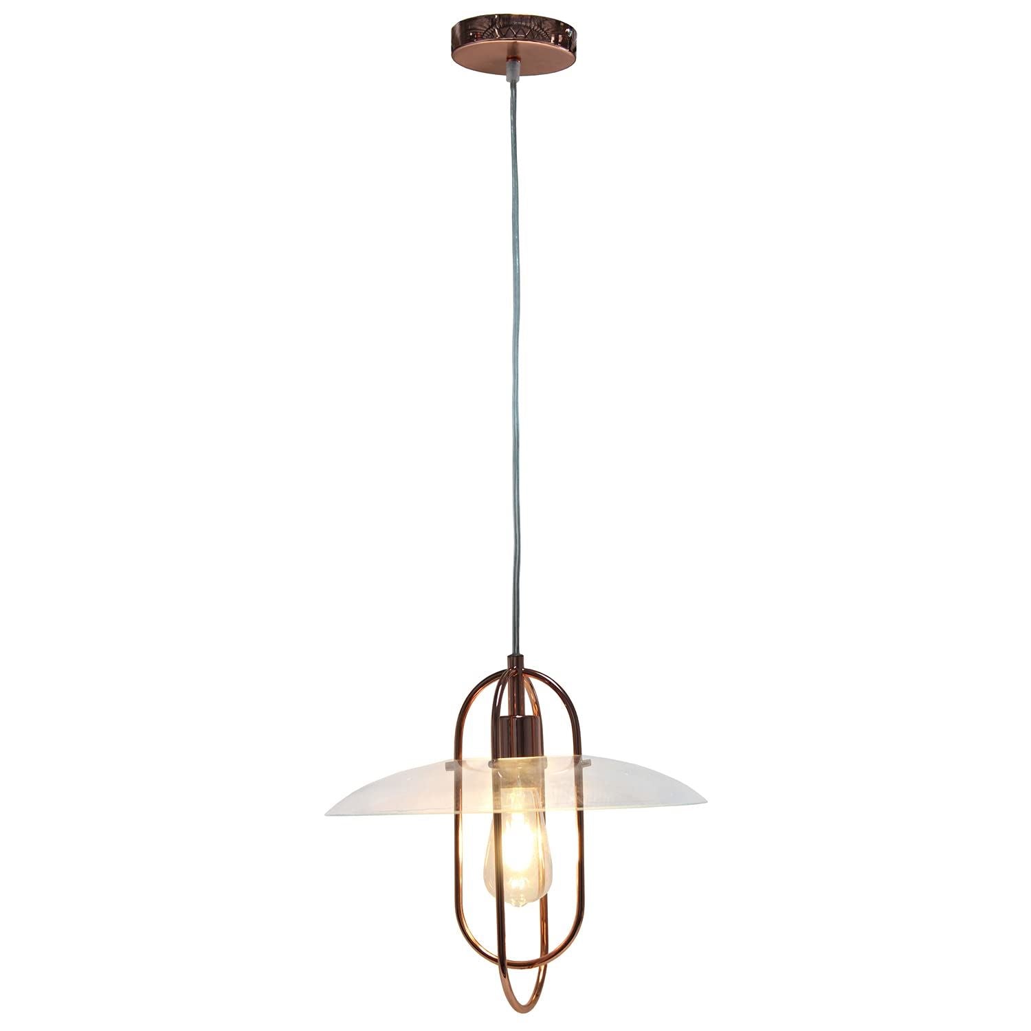 Lalia Home 1 Light Elongated Design Metal Pendant Light with Clear Glass Shade -