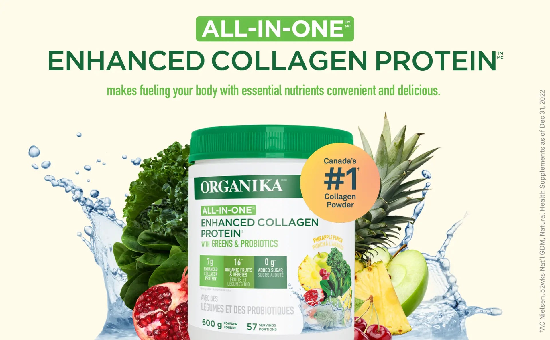 Organika Enhanced Collagen Protein All in One, 57 Servings - 600g