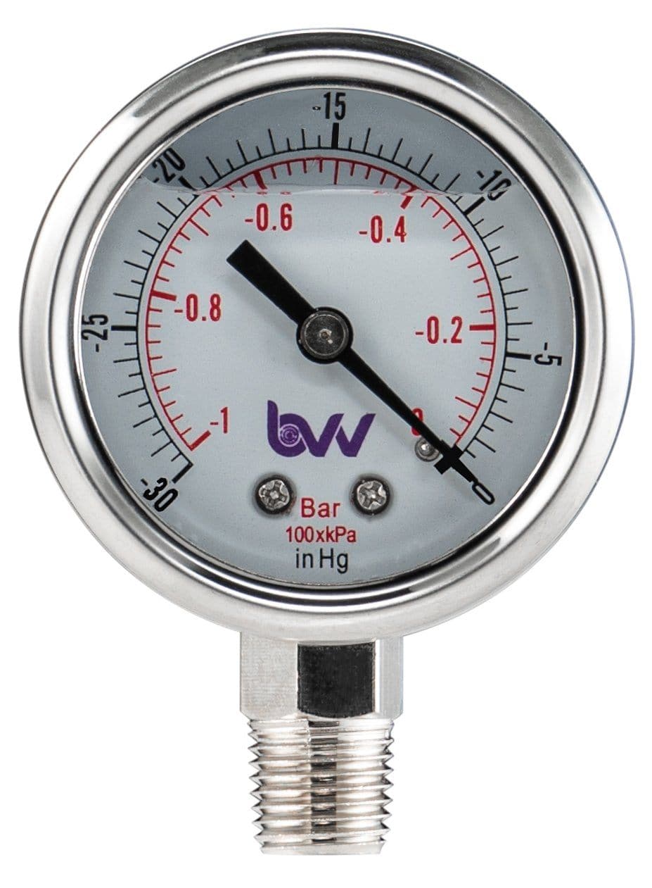 BVV Standard Glycerine Filled  Vacuum Gauge 1/4