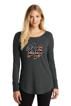 Womens American Flag BB Long Sleeve Tri Blend