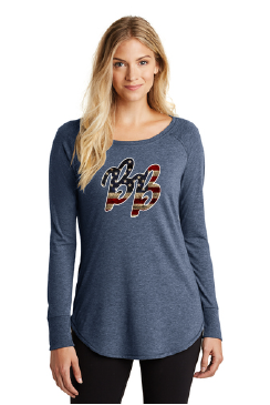 Womens American Flag BB Long Sleeve Tri Blend