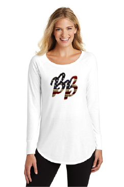 Womens American Flag BB Long Sleeve Tri Blend