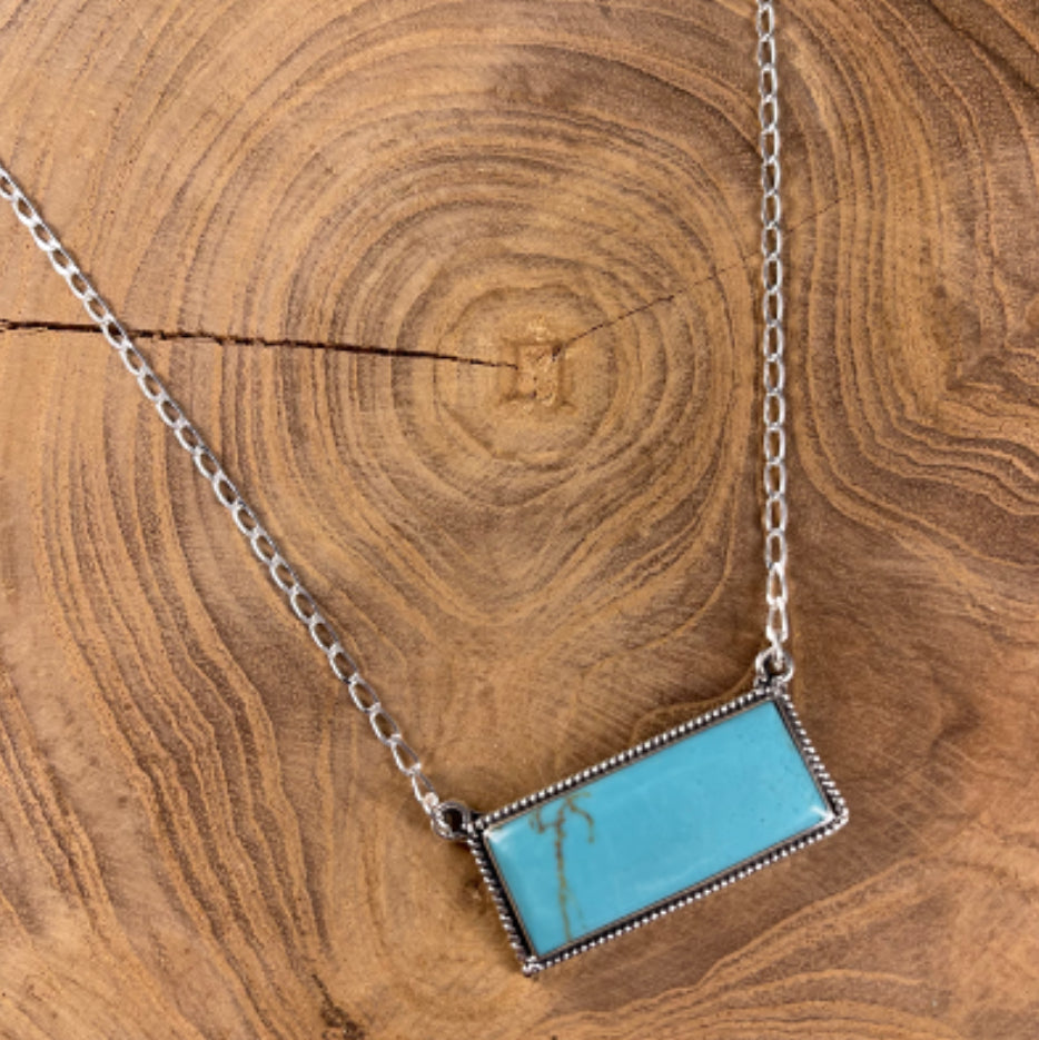 Boho Sol Sterling Silver Turquoise Bar Necklace