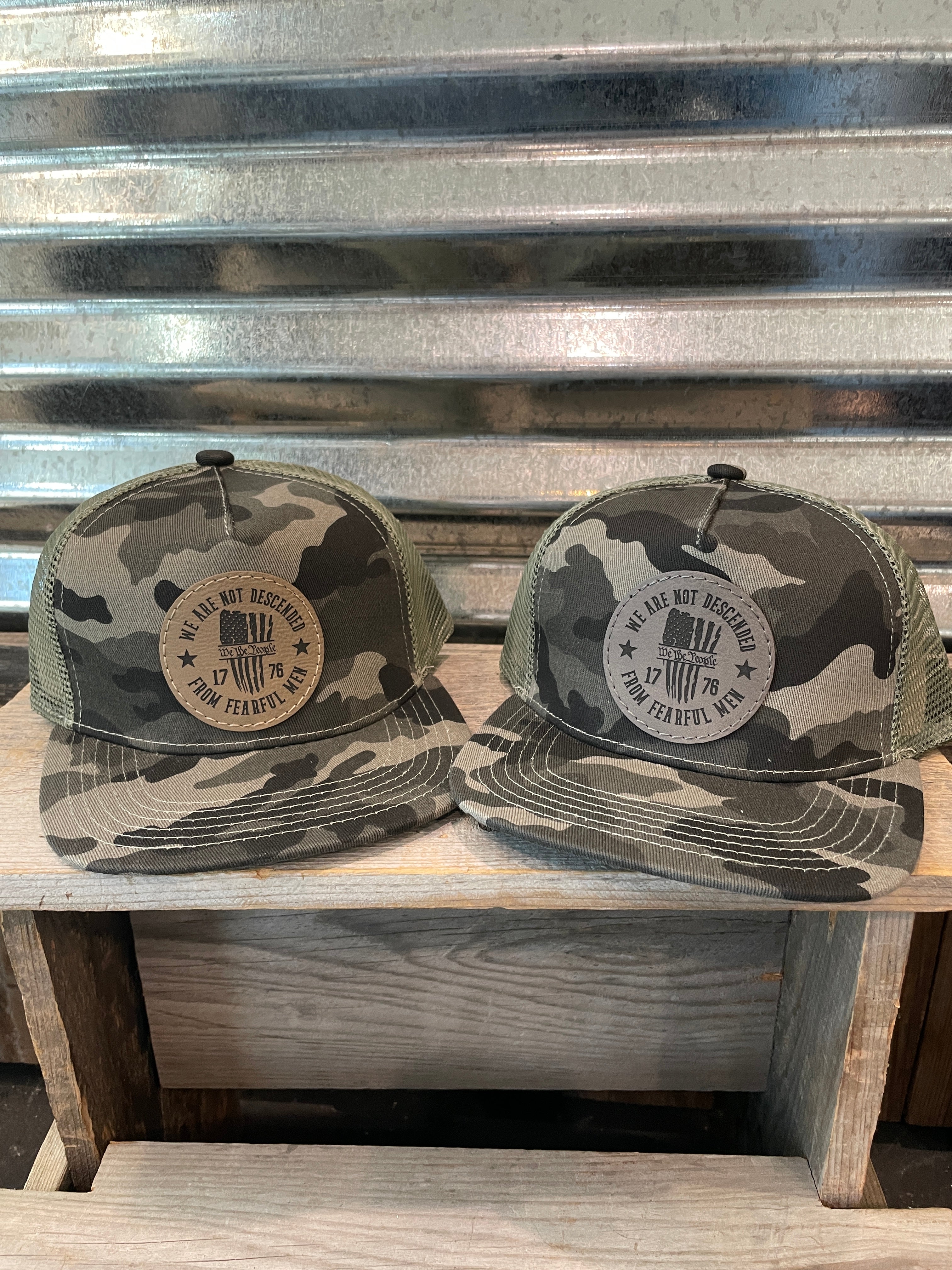 Youth Camo NOT DESCENDED OF FEARFUL MEN Custom Patch Hat