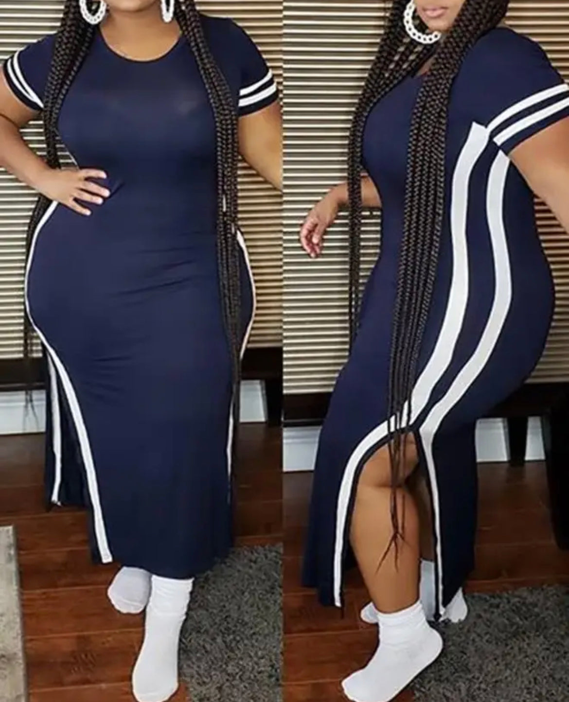 Side Striped Summer Casual Dress