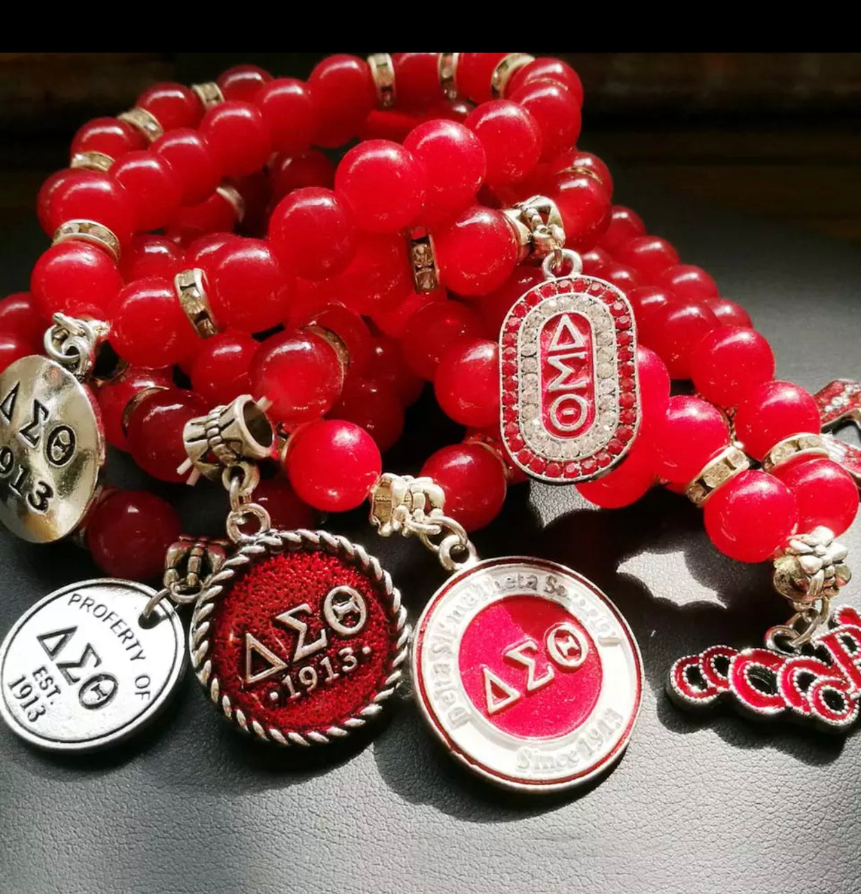 Red Sorority Natural Beads