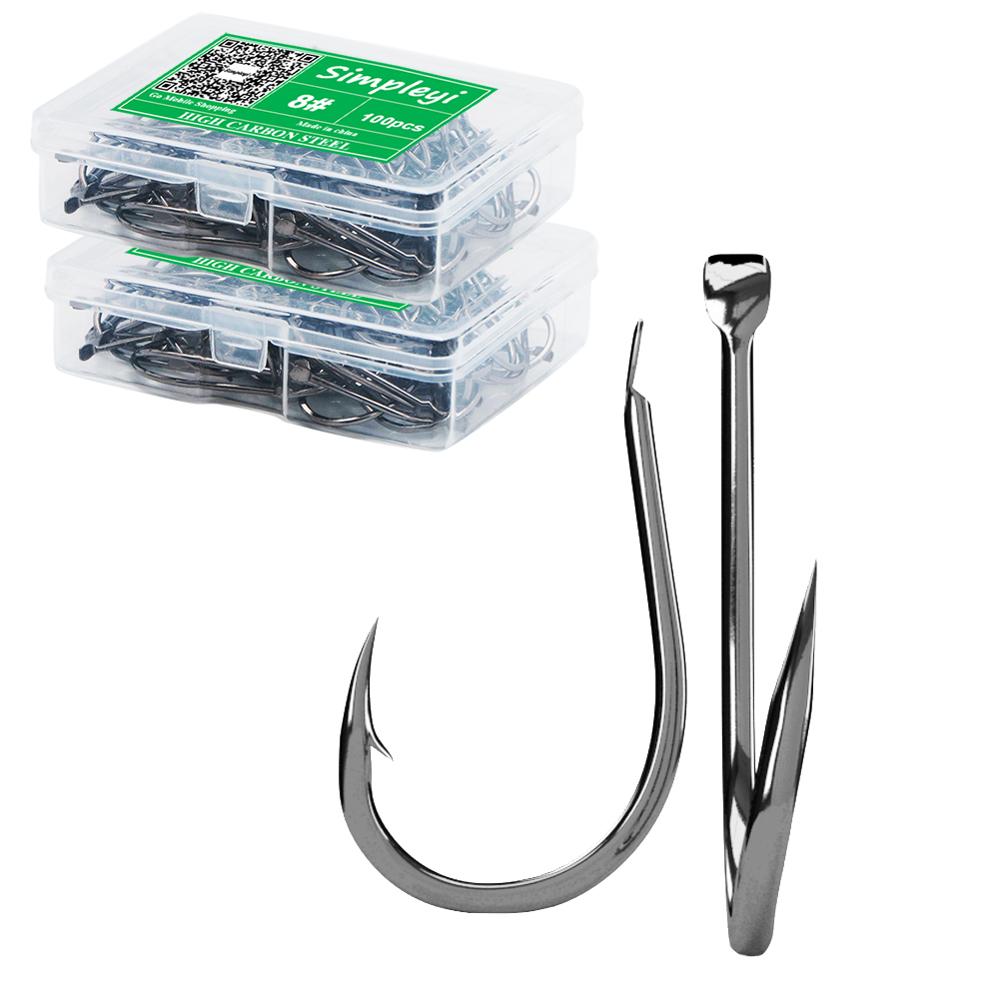 SIMPLEYI 100pcs Set Stainless-Steel Fishing Hooks