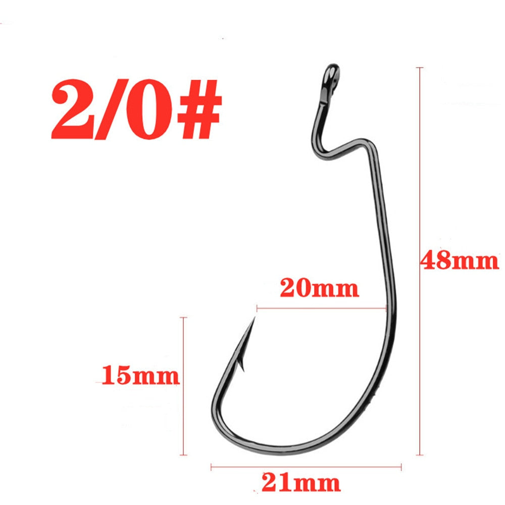 Set 10pcs Wide Gap Worm Fishing Hooks