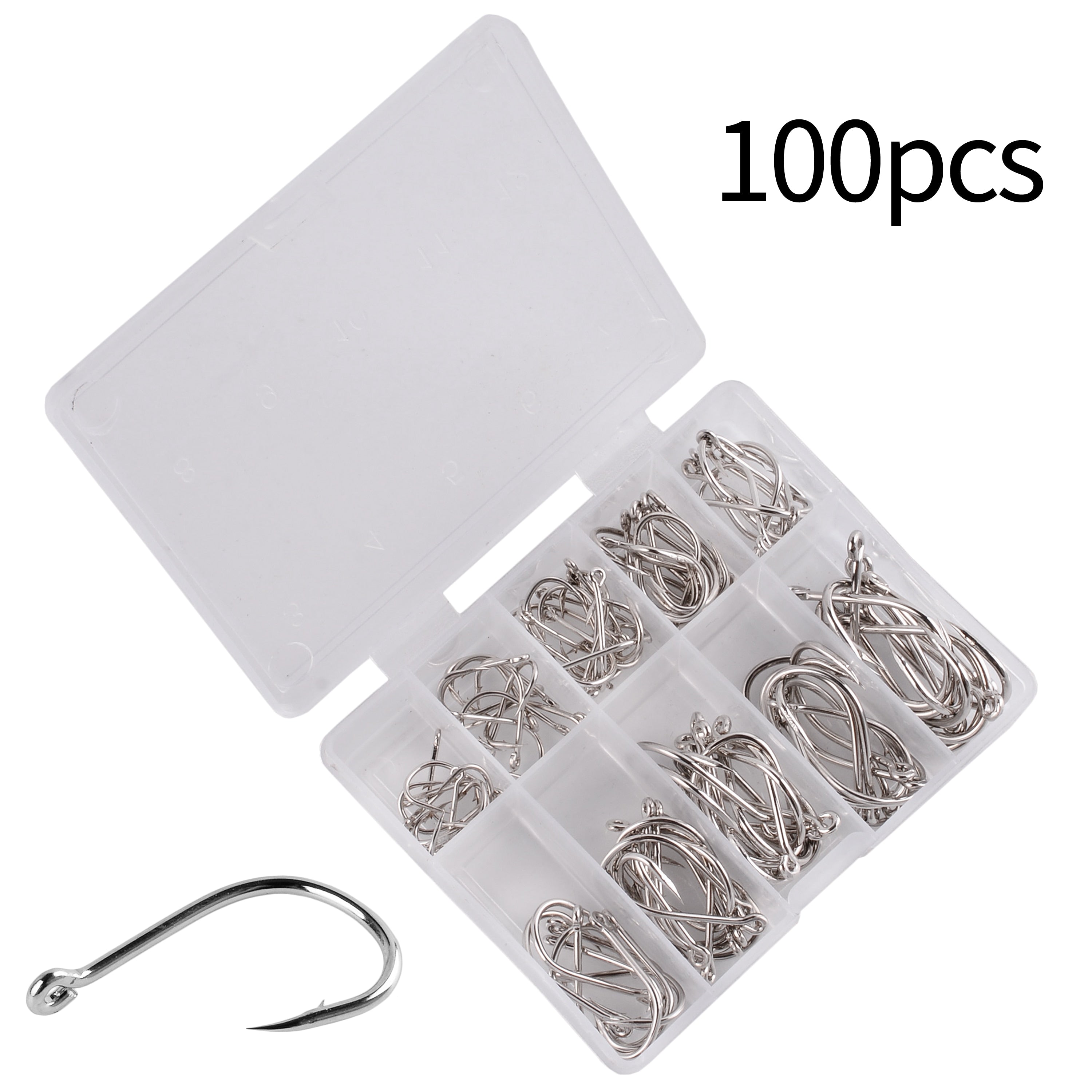 Set 100Pcs Stainless-Steel Fishing Hooks