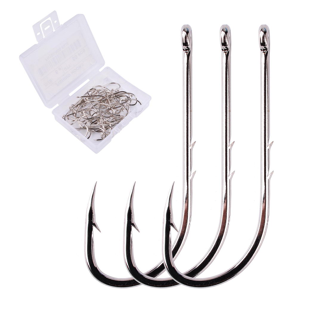 Box 50pcs Long Shank Fishing Hooks