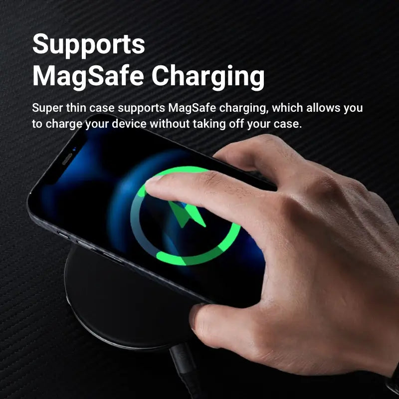 Supports MagSafe Charging Super thin case supports MagSafe charging, which allows you to charge your device without taking off your case.