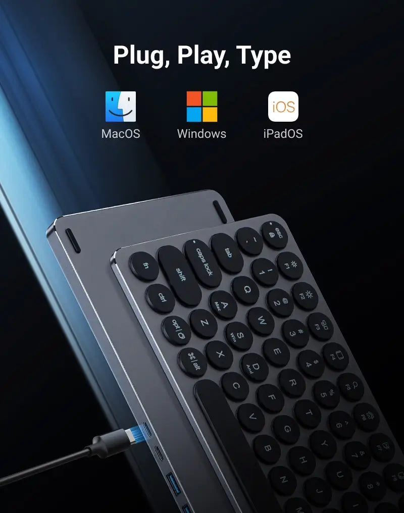 لوحة مفاتيح 2 في 1 كاملة الحجم ومنخفضة الارتفاع مع موزع USB ولوحة مفاتيح رقمية