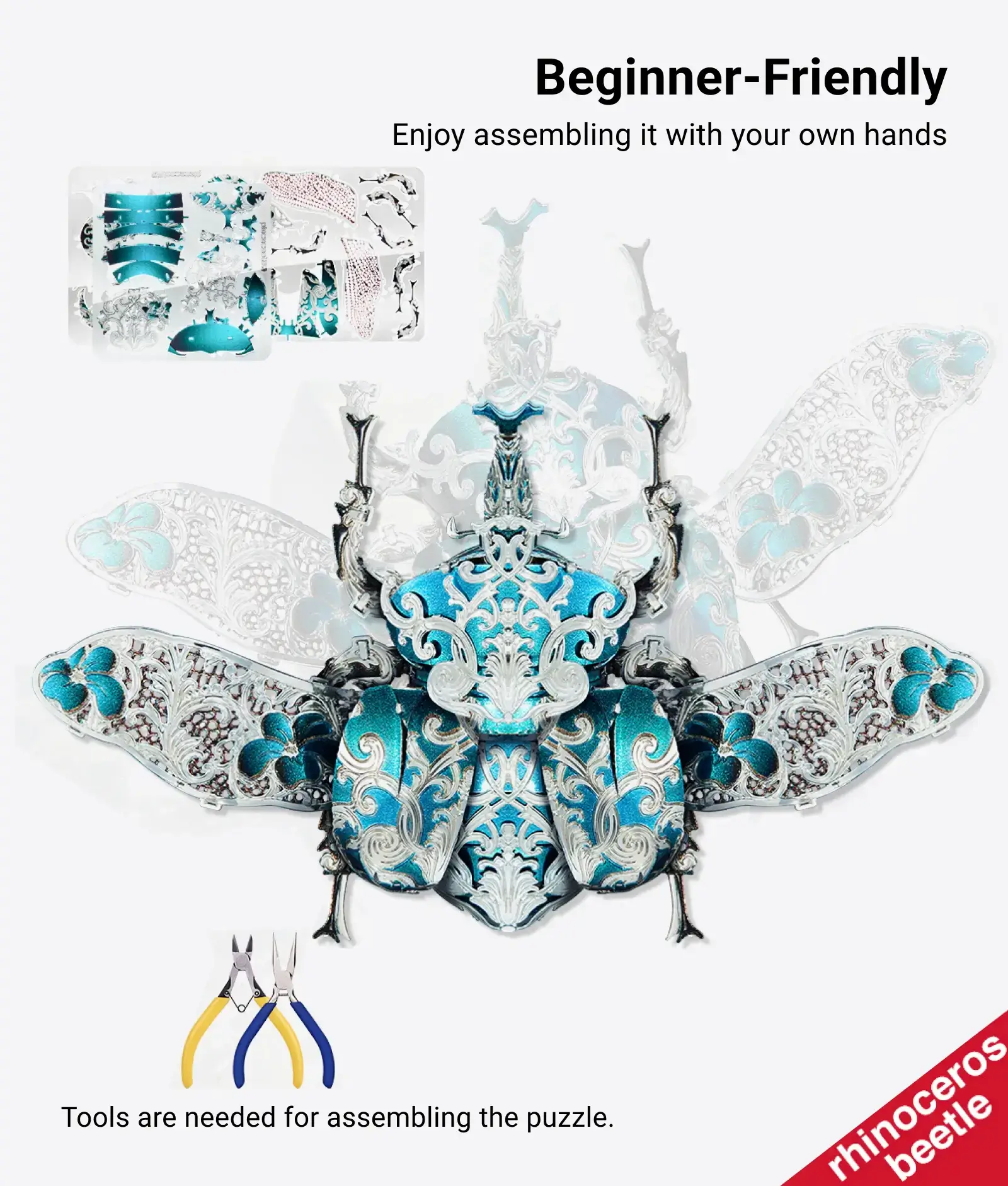 Premium 3D Gemsect Animal Metal Puzzles, 18PCS